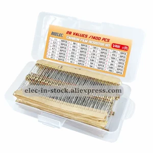 1400Pcs 28Values Resistor Kit 1 Ohm - 10M Ω with 5% 1/4W 0.25W Carbon Film Resistors Assortment Electronic Color ring resistance