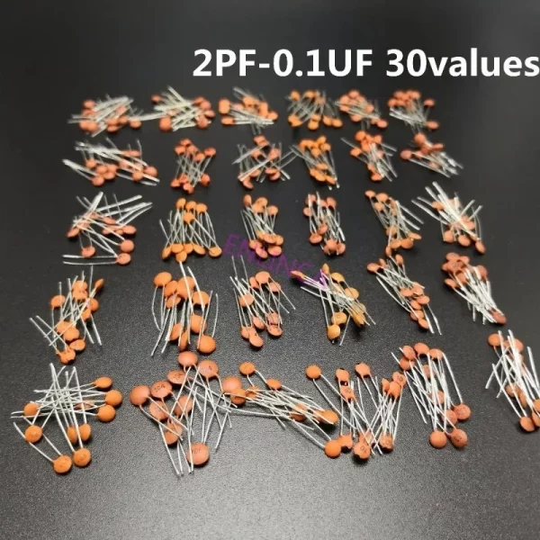 300pcs/lot 50V 2PF-0.1UF 30 valuesX10pcs ceramic capacitor Assorted Kit Electronic Components Package 2pF 30pF 100pF 1nF 10nF
