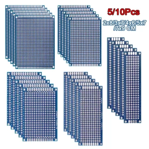 5/10PCS PCB Board Prototype Board Blue 2x8/3x7/4x6/5x7/7x9cm Double Sided Circuit Boards For DIY Soldering Project