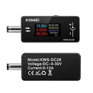 0.96 inch TFT HD Digital Display DC 5.5*2.5 Interface Tester Voltage Ammeter Power Meter DC 4~30V 0~12A