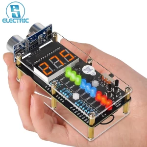 DIY Ultrasonic Ranging Alarm Kit HC-SR04 Ultrasonic Distance Measurer Soldering Practice Kit with LED Lights STEM Education