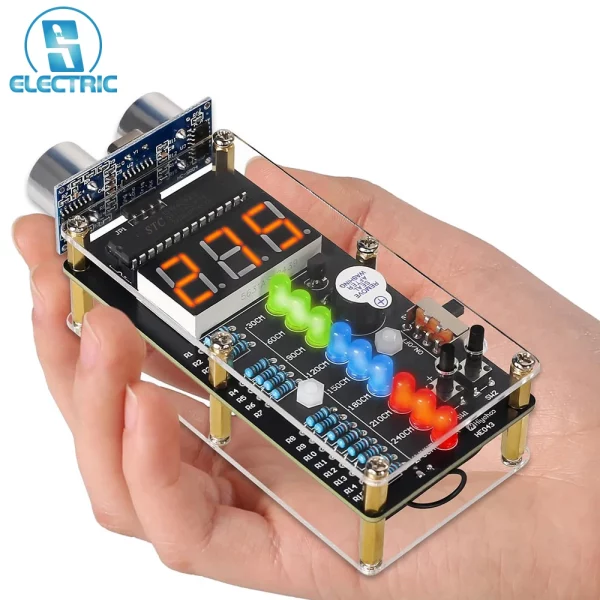 DIY Ultrasonic Ranging Alarm Kit HC-SR04 Ultrasonic Distance Measurer Soldering Practice Kit with LED Lights STEM Education